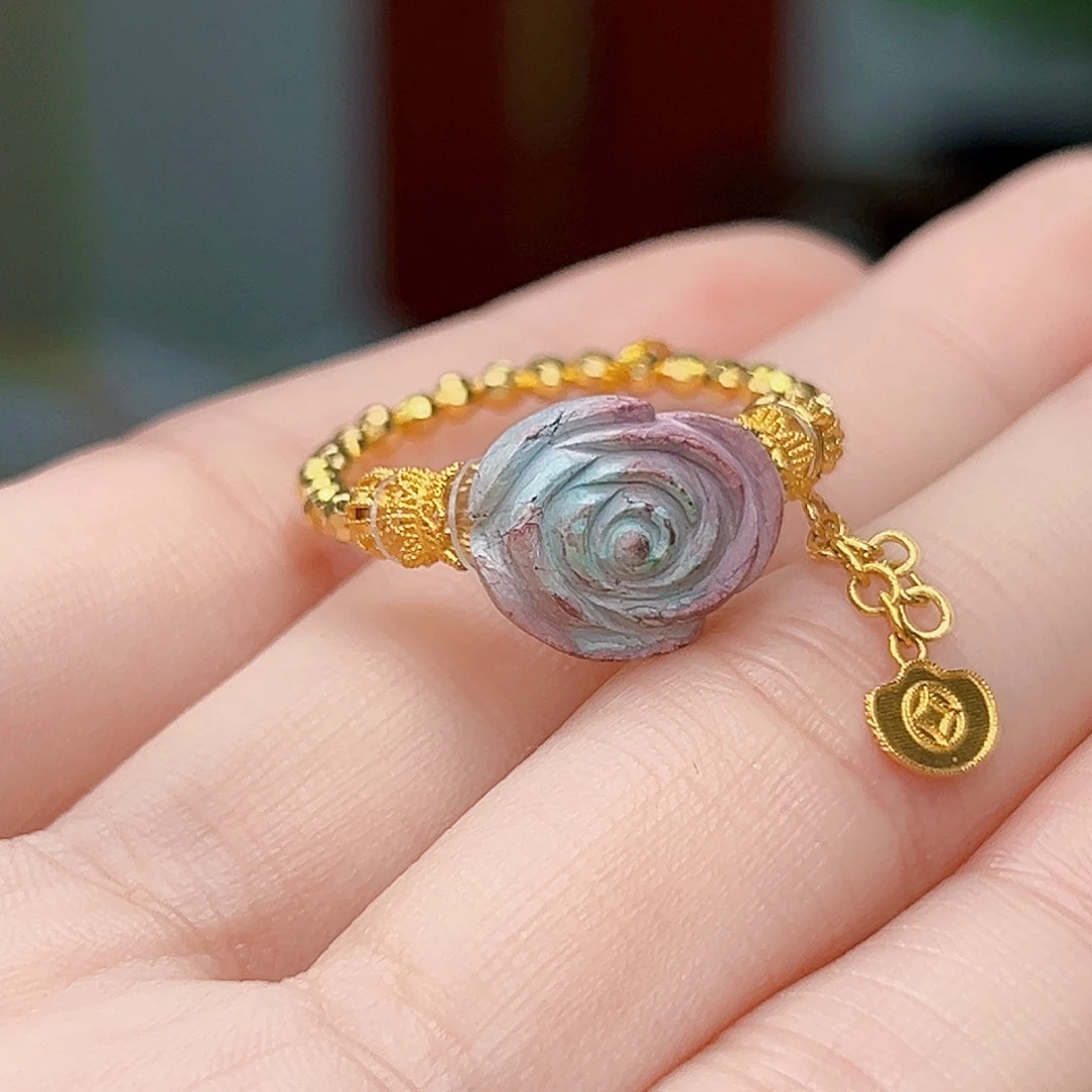 绿松石珠宝奇石18K金镶嵌