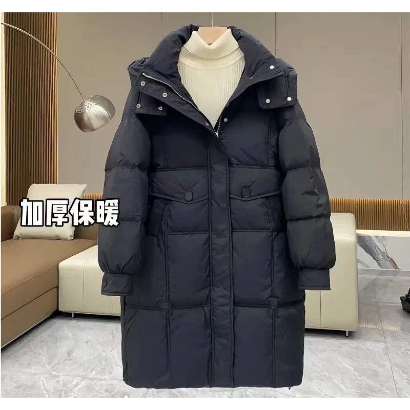 新国标白鸭绒韩版羽绒服女中长款2025冬装宽松百搭加厚冬季时尚