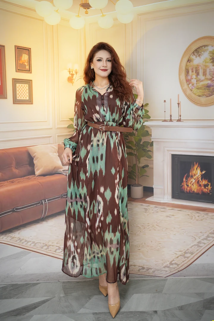 【atlas连衣裙】2025年最新款民族风时尚显瘦气质长款长袖连衣裙