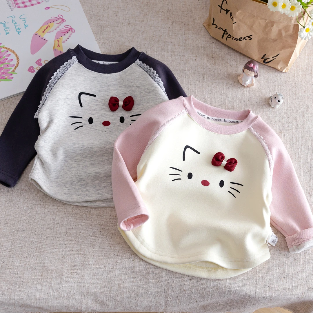女童长袖t恤秋冬2025新款百搭儿童保暖加绒打底衫女宝宝冬季上衣