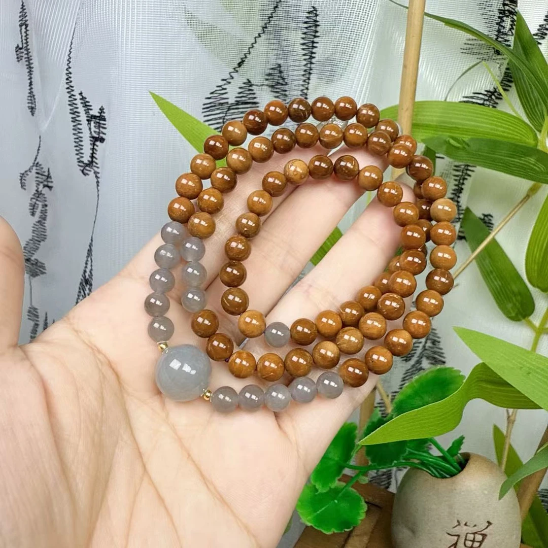 库克菩提06三圈烟灰紫手串