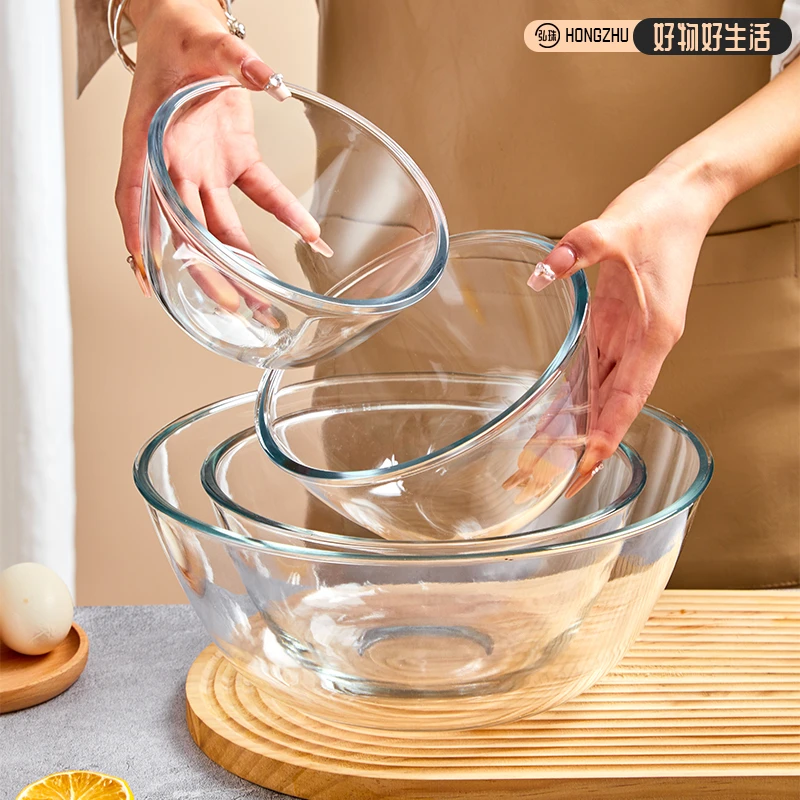 高硼硅玻璃面盆耐热烘焙和面盆家用厨房器皿拌馅玻璃碗蒸煮蛋羹碗