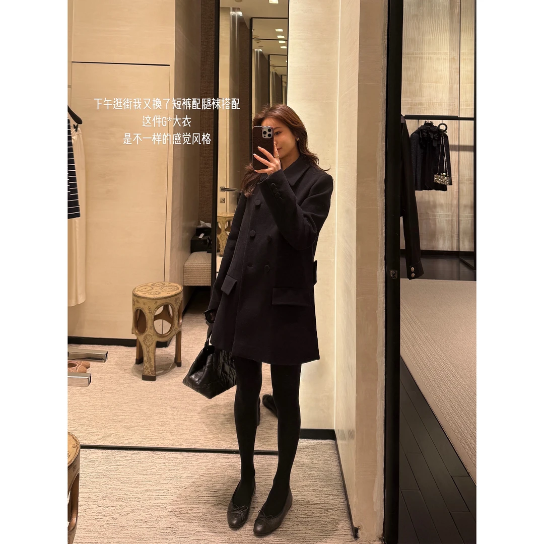 KEEP KAPU靠谱【都市雅致】100澳洲羊毛双排扣单面呢外套KP253785