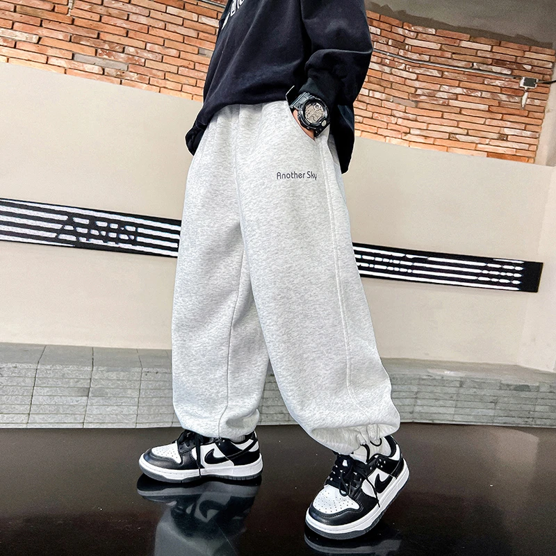 男童秋装渐变黑直筒工装裤2025新款儿童宽松休闲裤K243KZ4763
