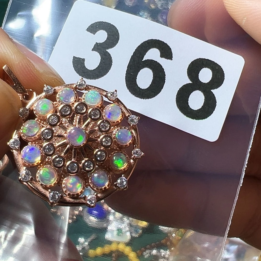 欧泊颈饰银S925镶嵌羊***哒