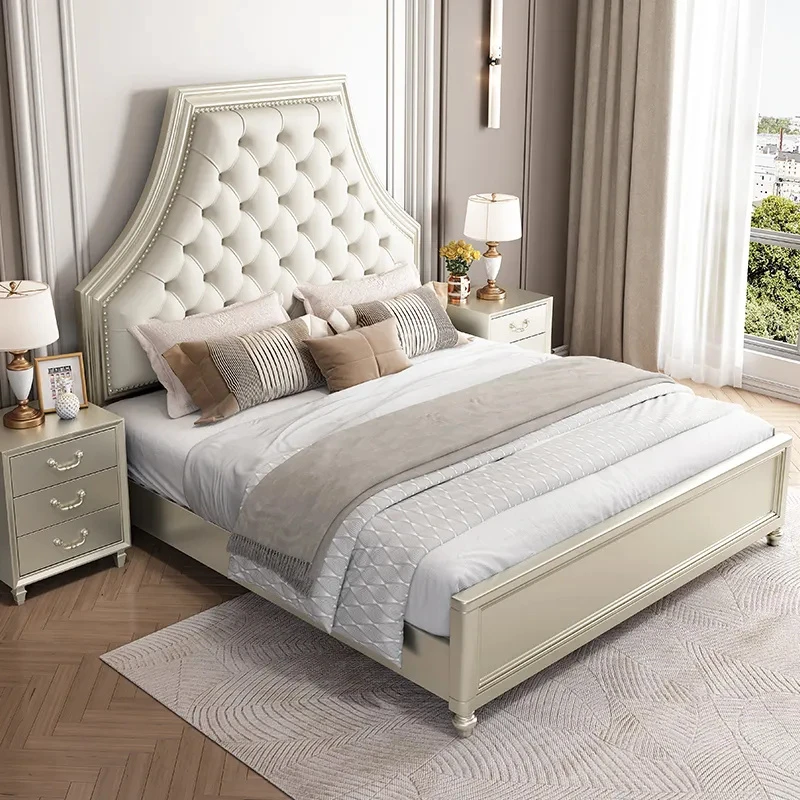 法式轻奢实木床美式床双人床主卧大床豪华婚床储物公主床欧式卧室