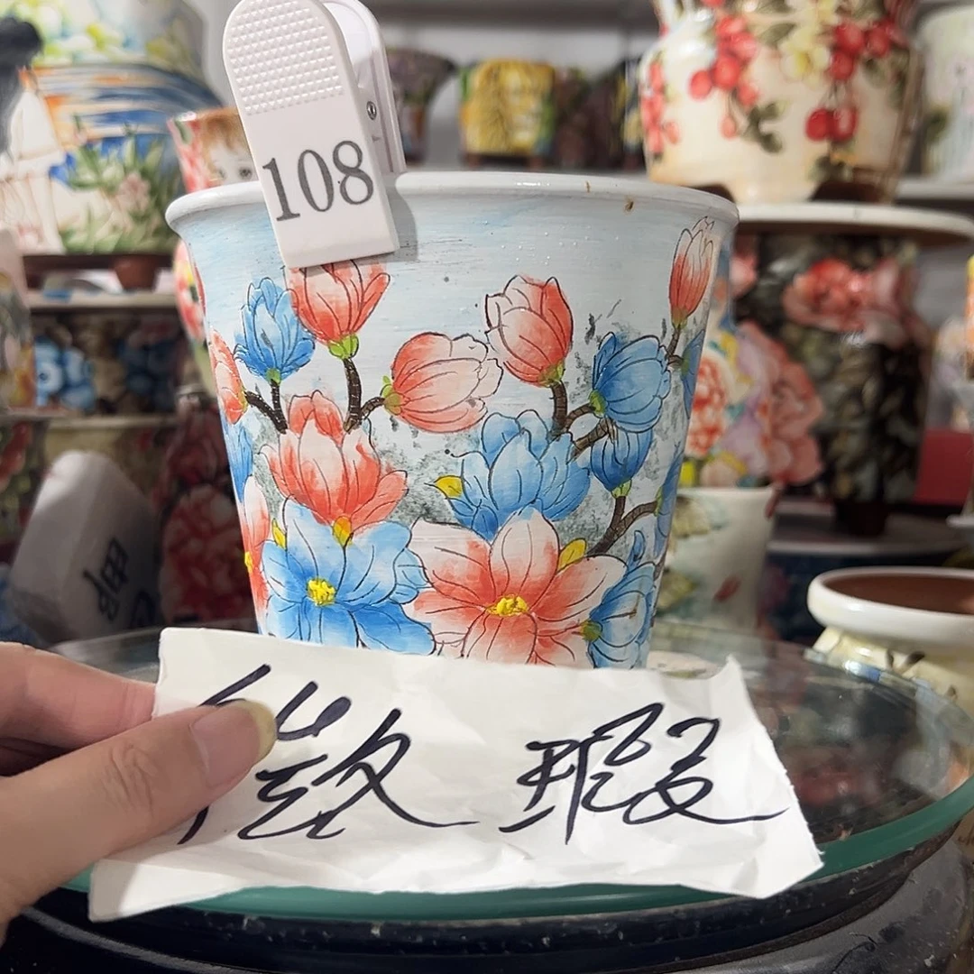 景德镇手绘花盆幸运花盆