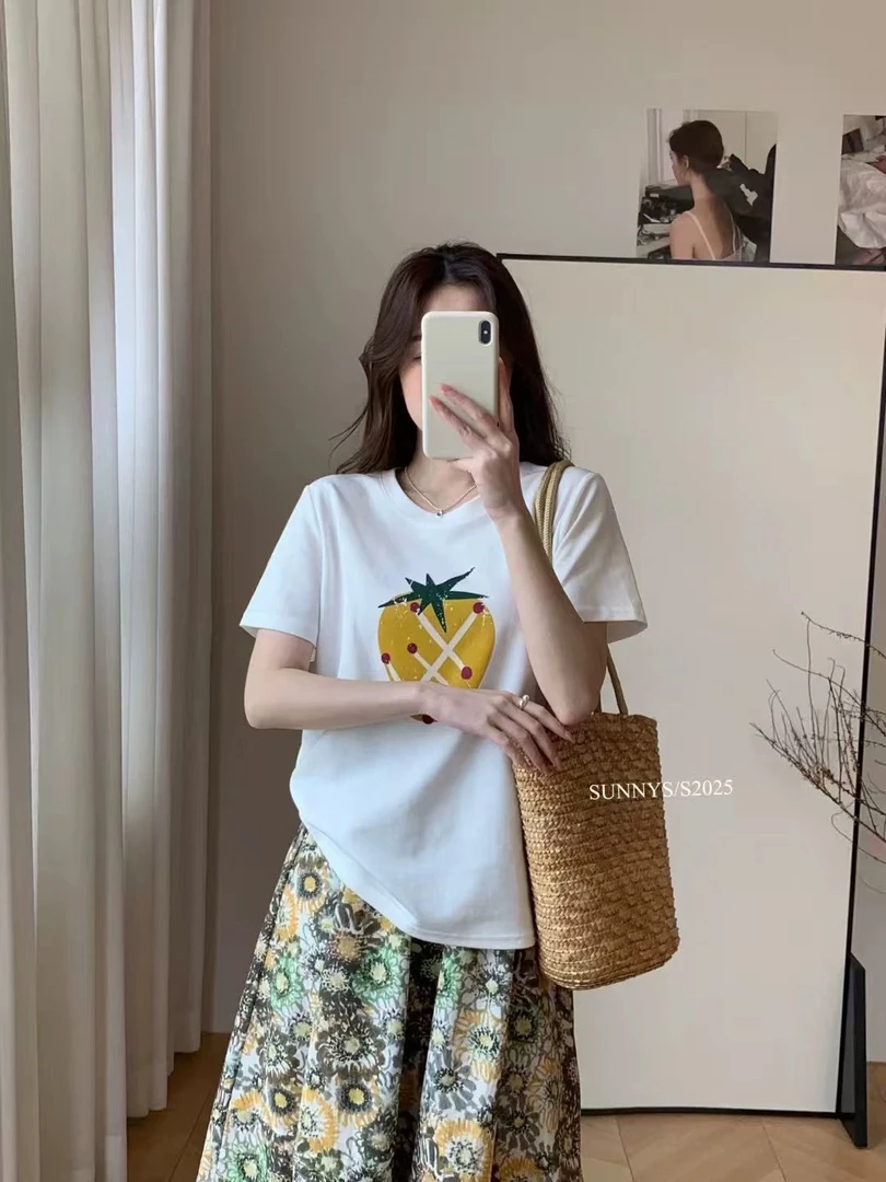 【肉总】新款卡通草莓印花短袖上衣2287