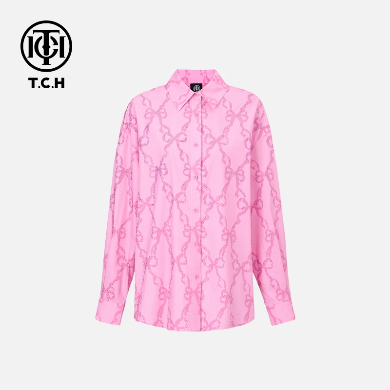 TCH私服烫钻工艺时尚休闲百搭气质舒适衬衣女T75C13E9001轻奢tch