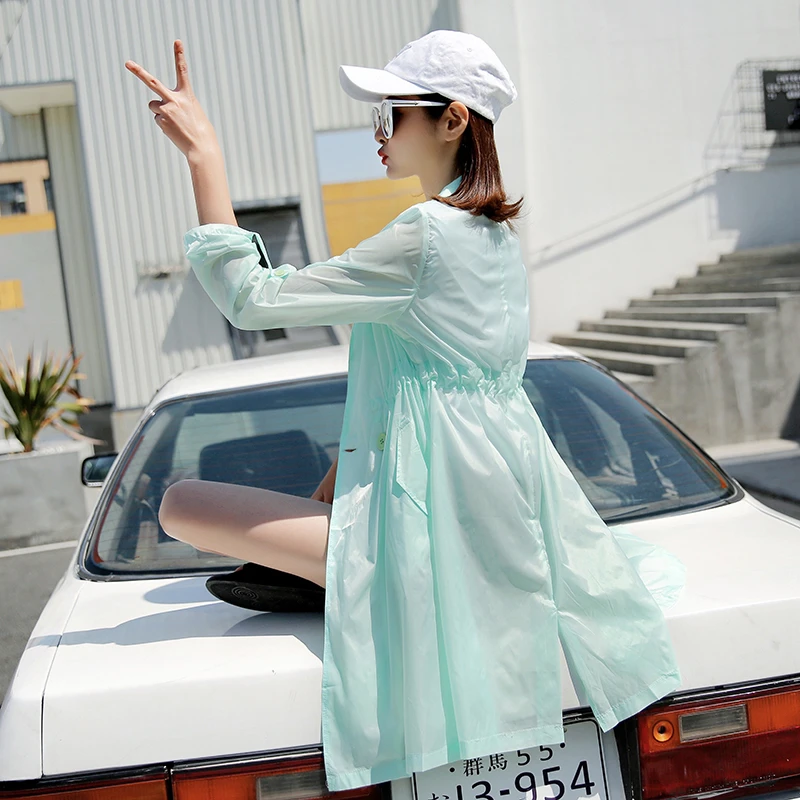 2025春夏季新款韩版防晒衣女中长款防晒服百搭宽松西装领衫薄外套