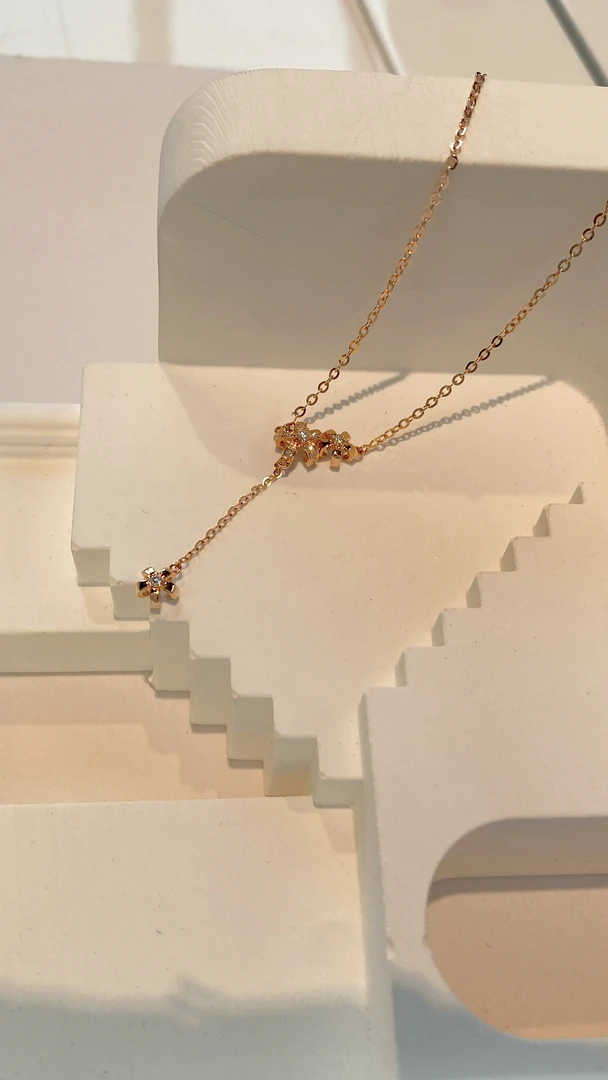 老戴甄选女神节天然钻石18k金k玫套链2.26g高级定制100%真品