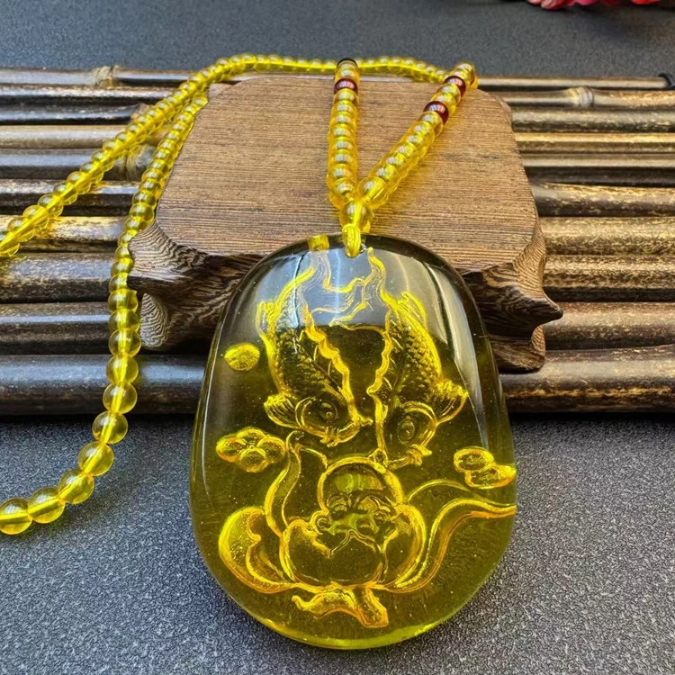 非金属树脂吊坠 内雕心经锦鲤鱼跃龙门双鱼项链吊坠好事成双