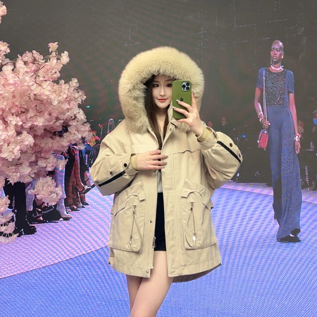 【小贝壳獭兔毛+毛袖】一衣三穿2024新款獭兔毛内胆皮草派克服8865