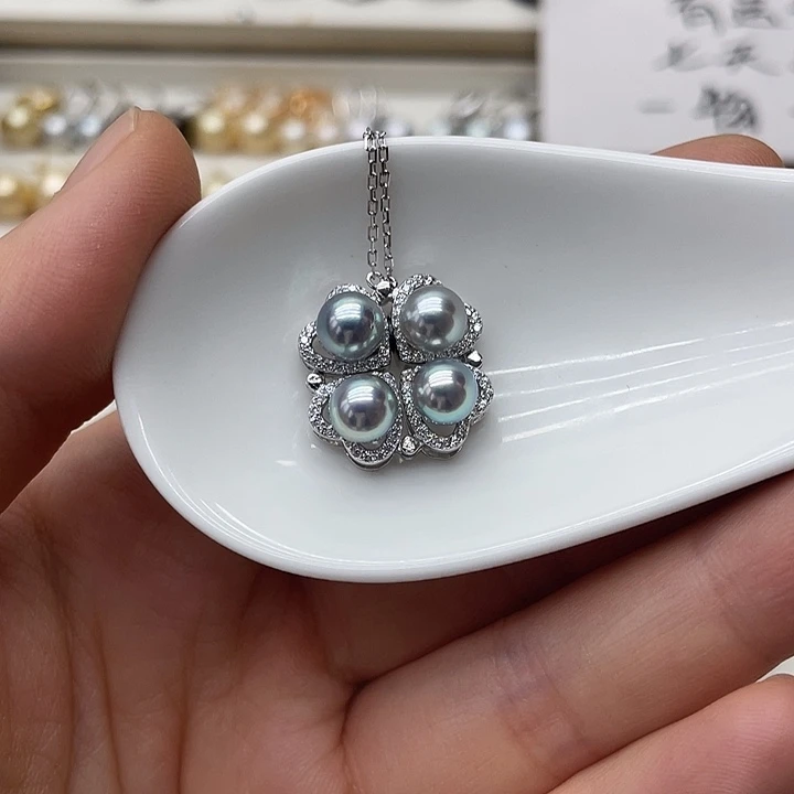 海水珍珠银S925镶嵌项链