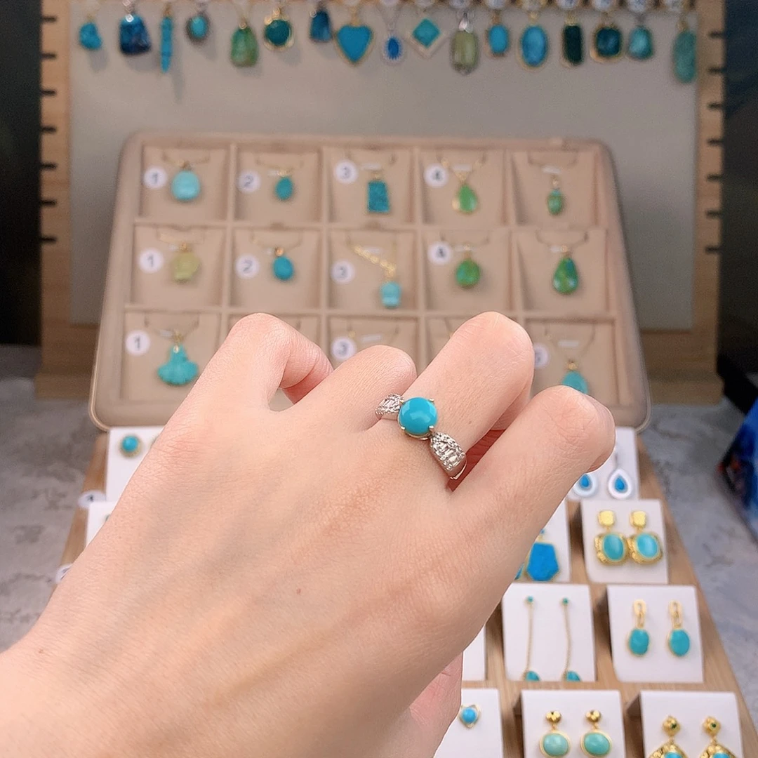 绿松石银S925镶嵌戒指