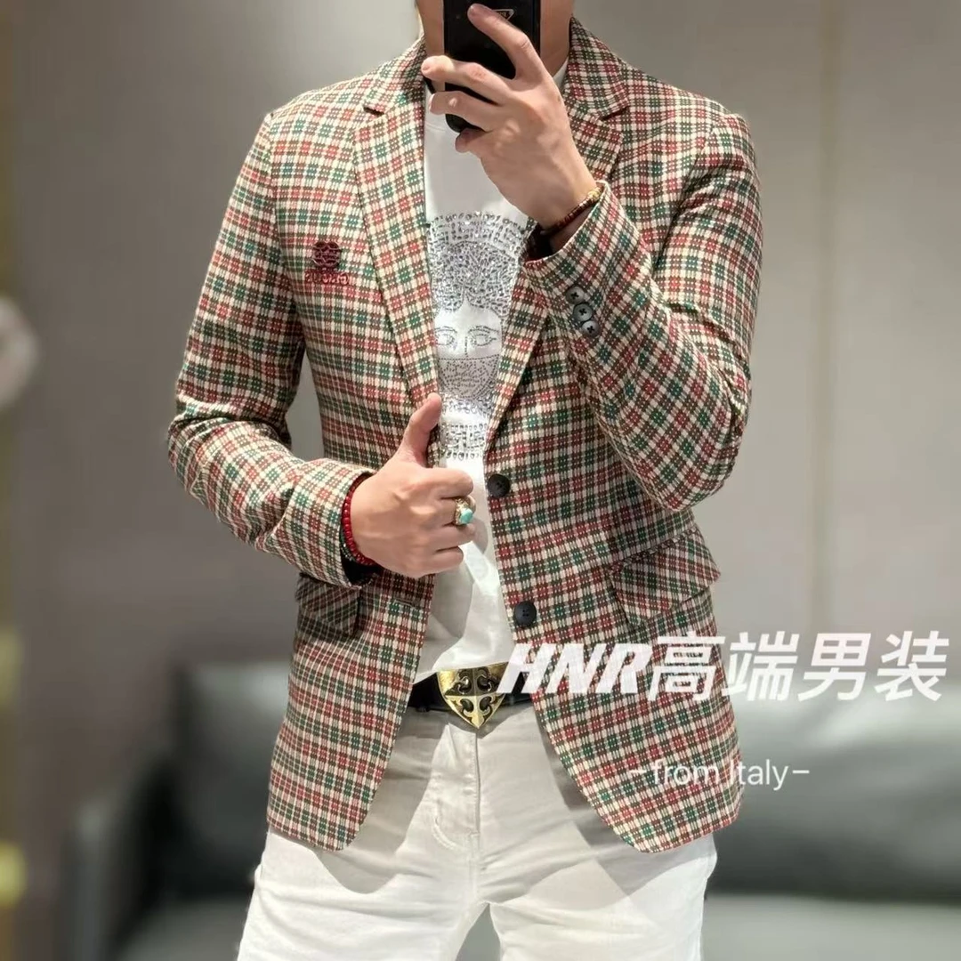 【雷迪·凯奇】品牌苏格兰风格全棉格纹春季新品修身小西装1097