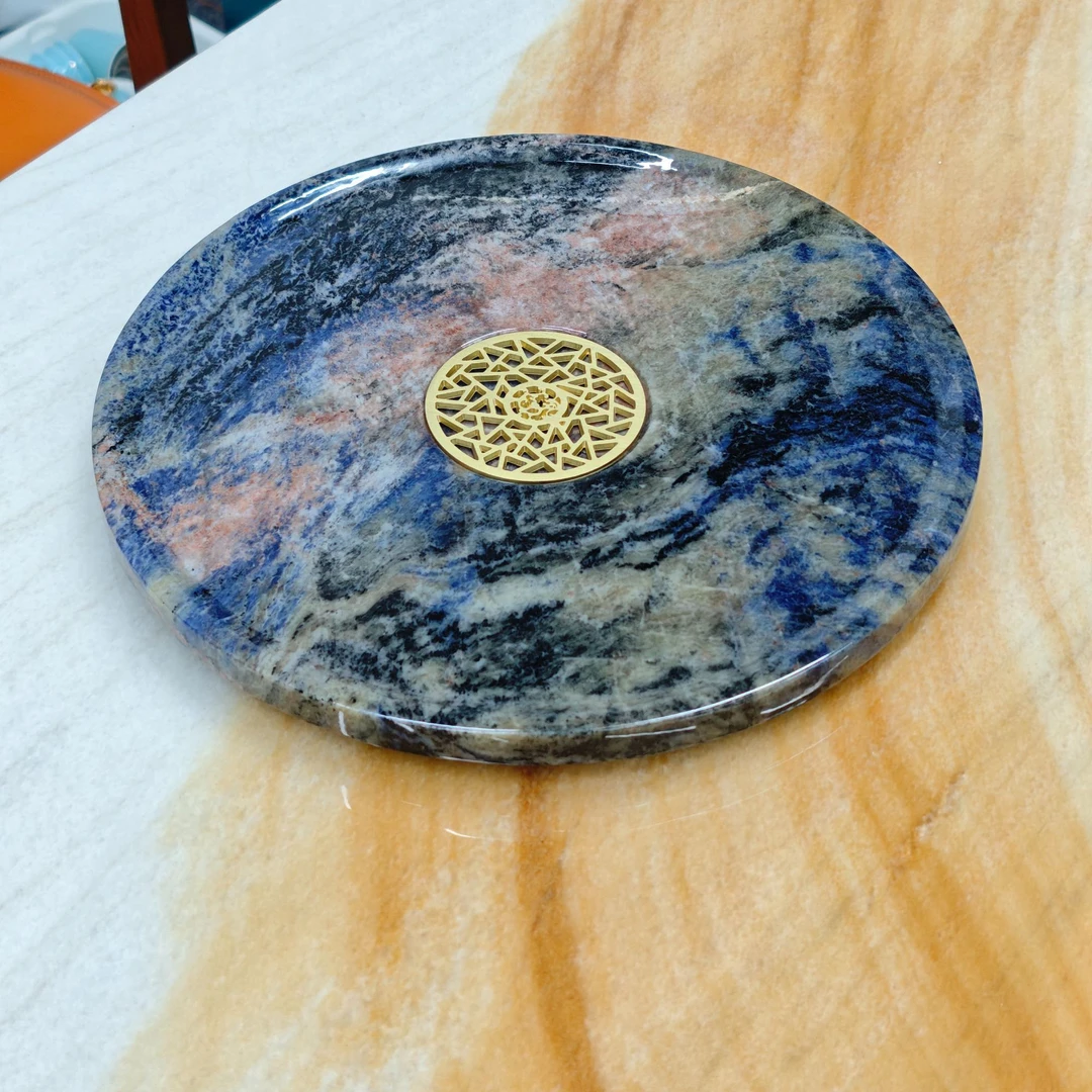 景泰蓝（350*350）天然奢石湿泡茶盘