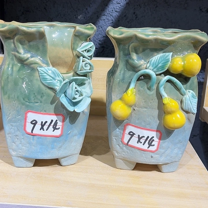 瓷片花盆多肉植物艺术品