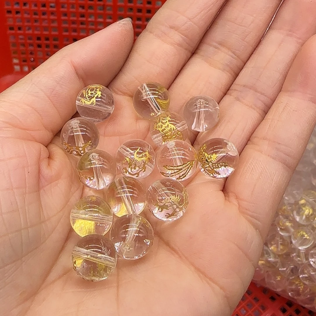 玛瑙/玉髓合金珠宝半成品白水晶10mm4颗混发
