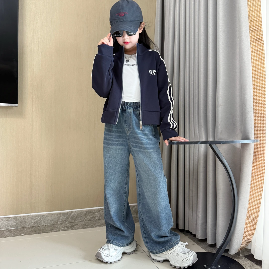 女童秋装套装2025新款儿童春秋牛仔运动休闲宽松中大童秋季时尚
