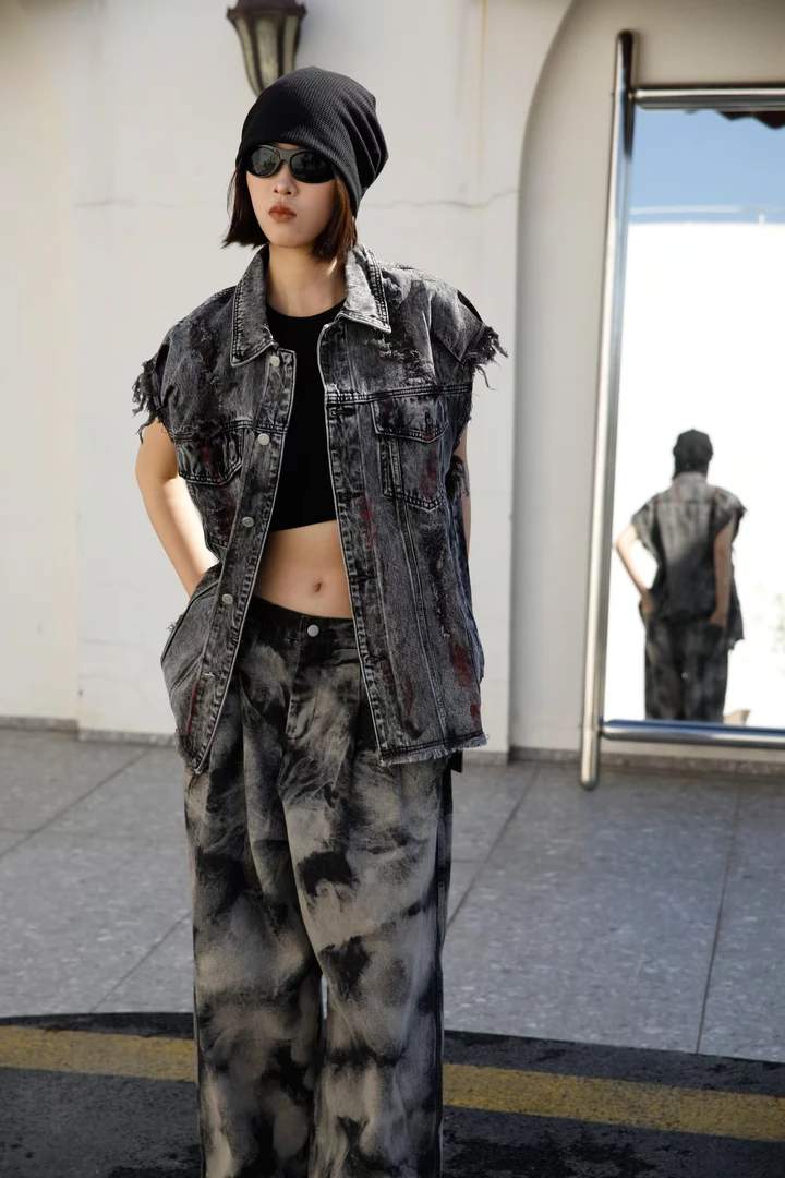 常规款背心春秋四季通用做旧流苏休闲破洞春季短款洋气