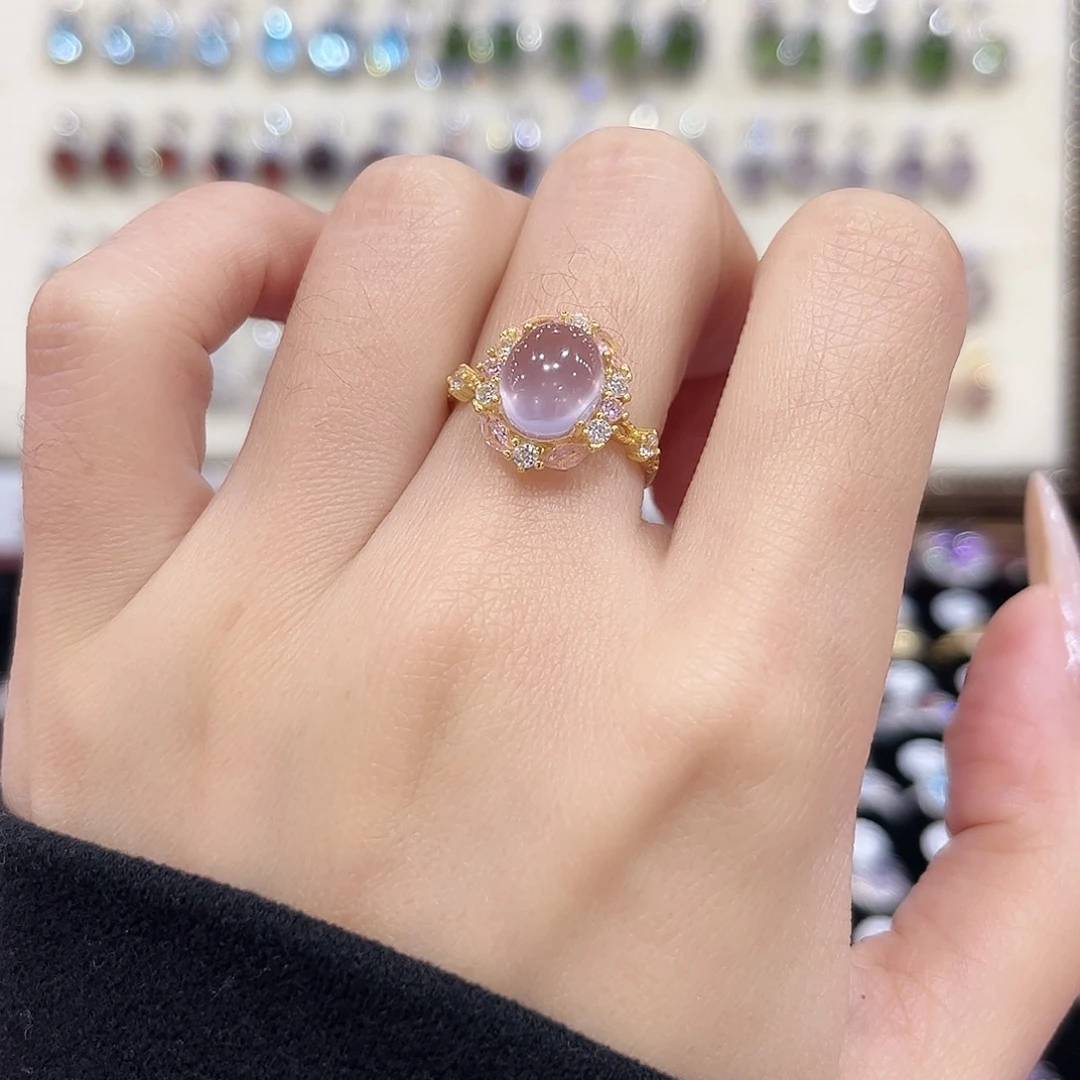 银S925镶嵌戒指萤石金托不保色