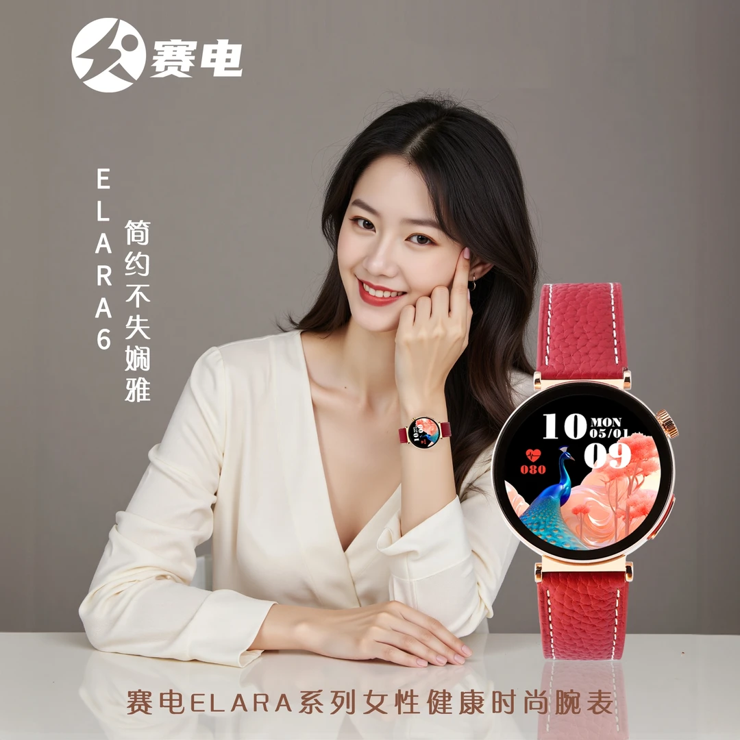 赛电E6智能手表测心电血氧心率睡眠经期跟踪蓝牙通话送女友女款