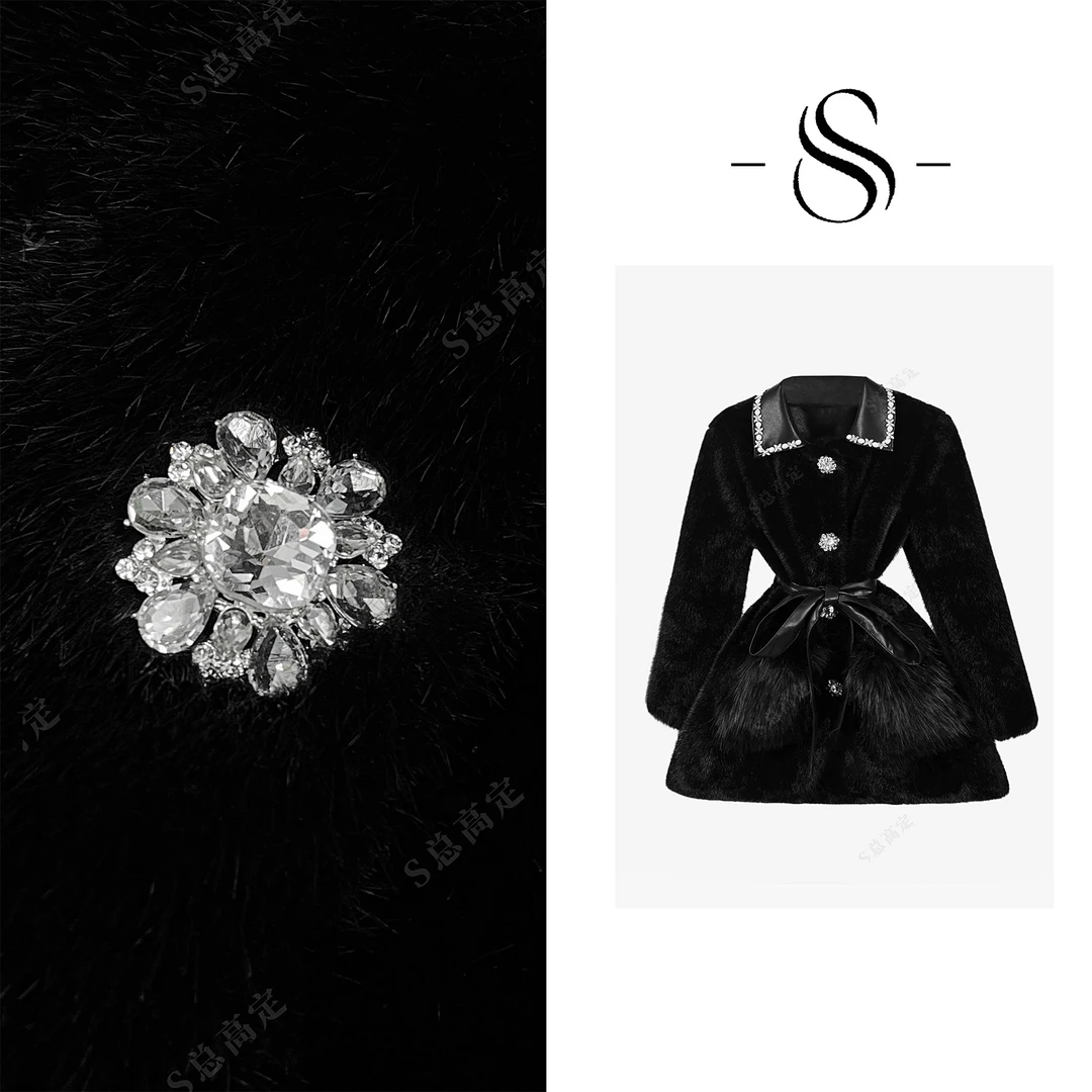 NIMOSHI【倩倩】冬季新款法式高级时尚百搭拼接设计气质短外套D0420