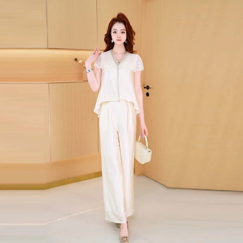 【两件套】夏季时尚修身洋气气质休闲百搭修身显瘦减龄女装套裤