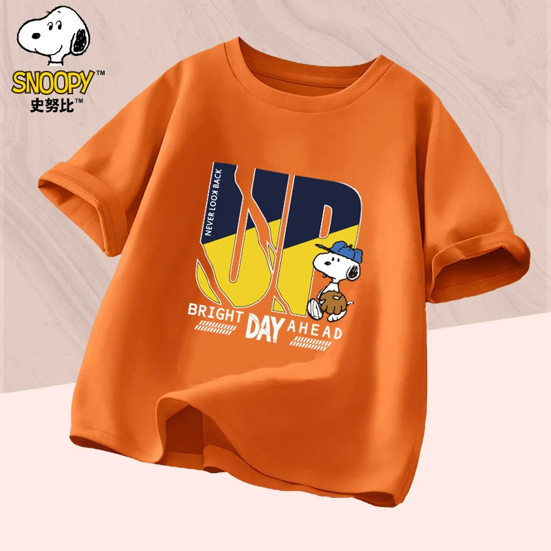 史努比2025夏季新款儿童休闲时尚百搭潮酷多色男女童圆领短袖T恤
