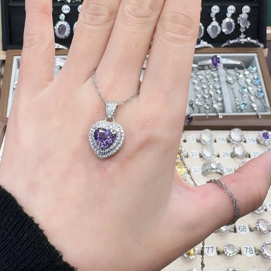 K****紫晶银S925镶嵌颈饰