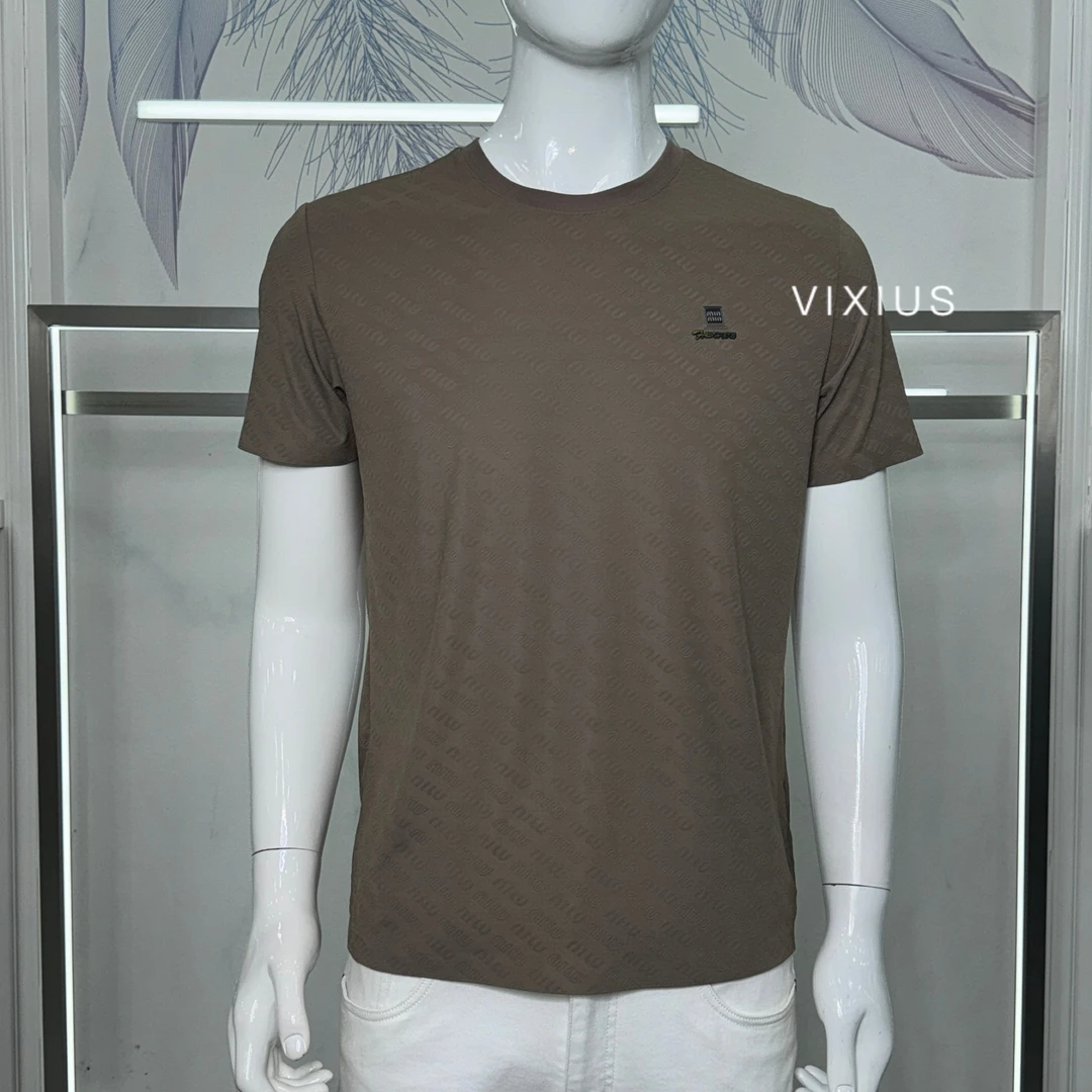 VIXIUS/维哲新品修身男士百搭轻奢时尚短袖圆领高级感T恤#v121