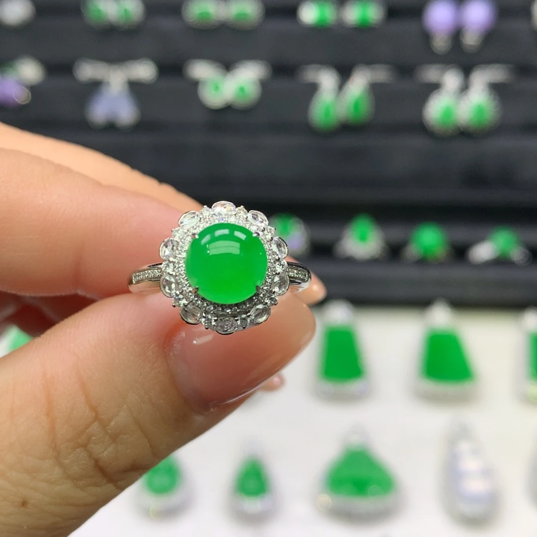 吊坠(不含链)18K金镶嵌翡翠
