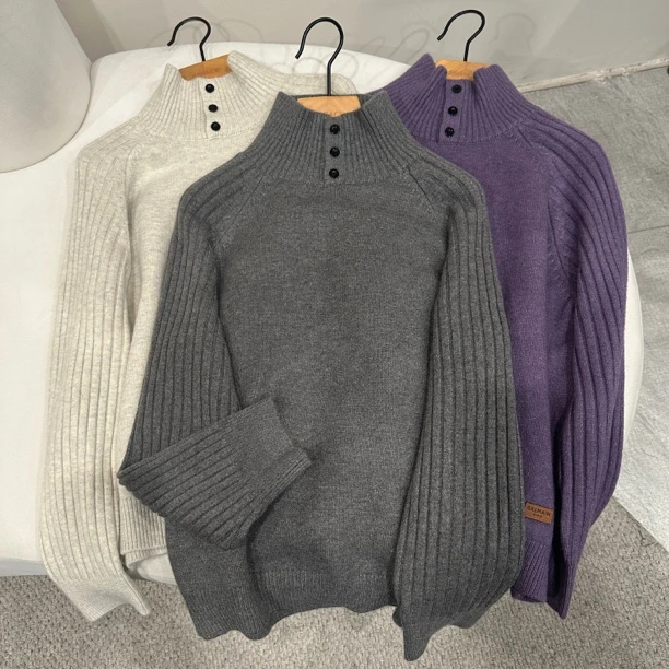 【墨涵精选2】百搭显瘦时尚气质休闲针织衫98537