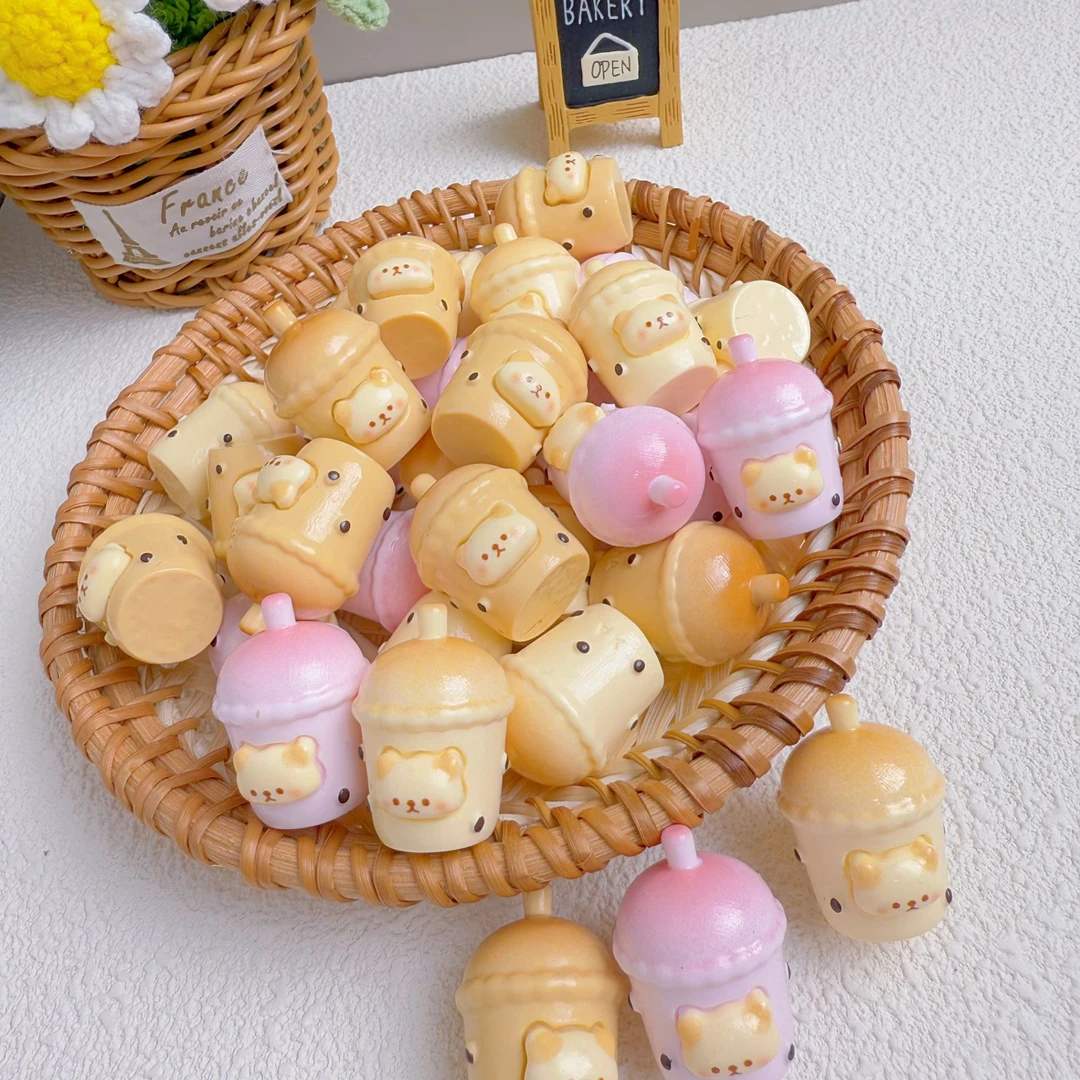 小爱定制【小熊奶茶杯】diy创意树脂食玩饰品