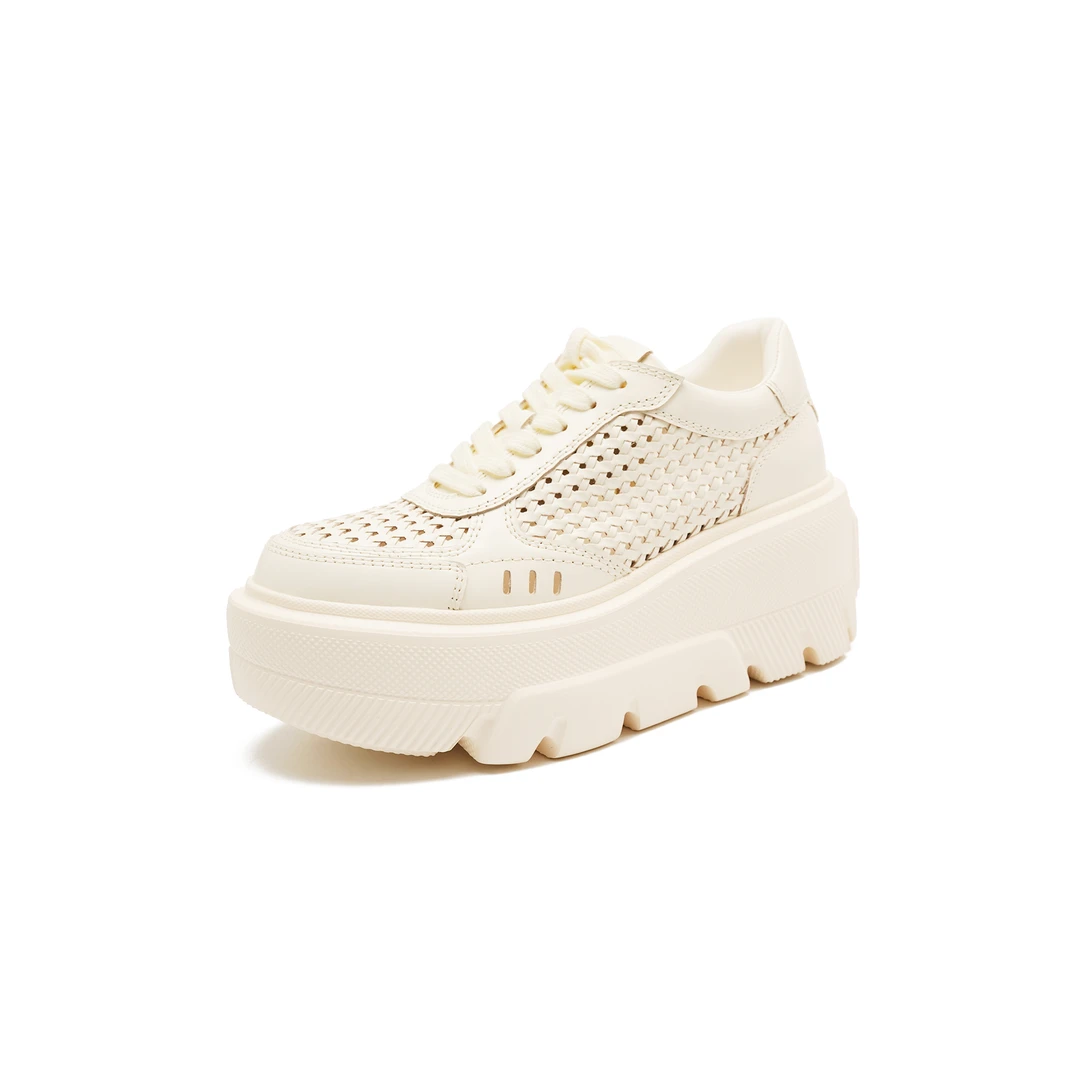 SIOIOIK/素卡皮革编织小白鞋厚底8公分显脚小夏季舒适百搭休闲