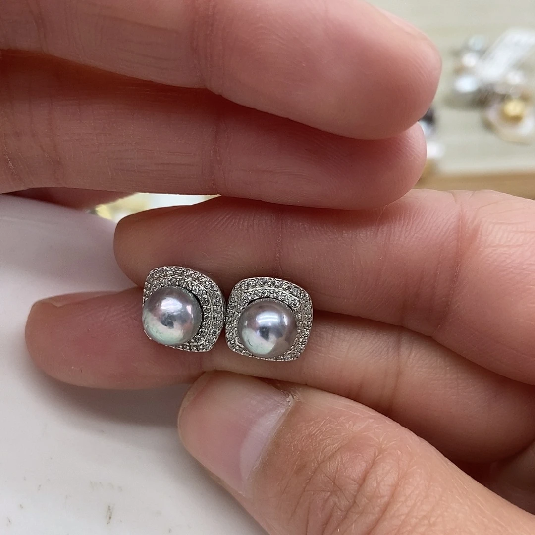 耳饰海水珍珠银S925镶嵌