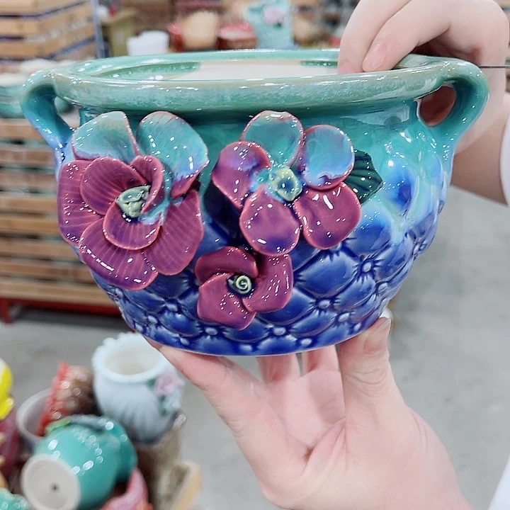 有孔，凑10元包邮陶瓷花盆发货！