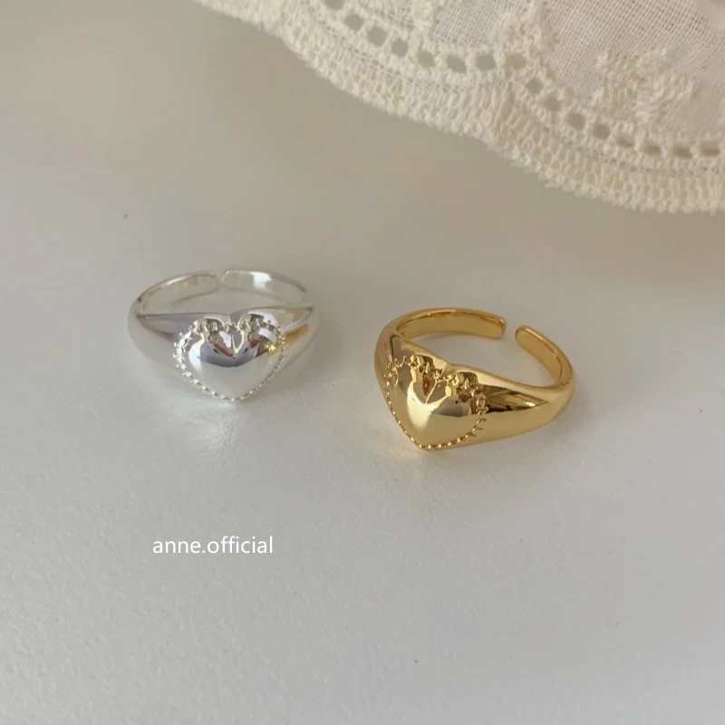 铜合金戒指 【爱神纳斯】韩国复古爱心戒指开口可调节小众时尚指环