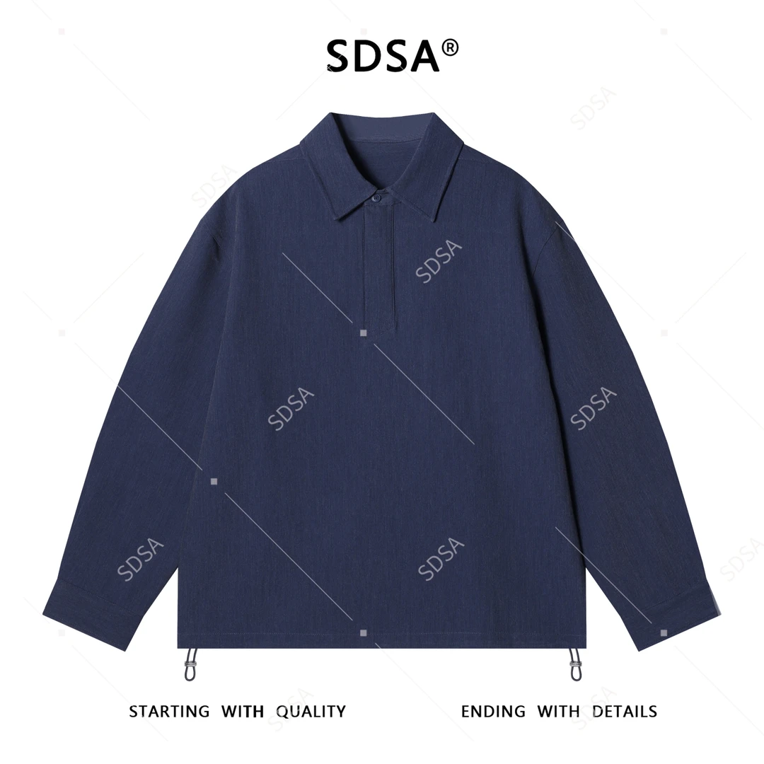 SDSA秋冬新款痞帅男装纯色半拉链翻领卫衣下摆松紧设计百搭上衣