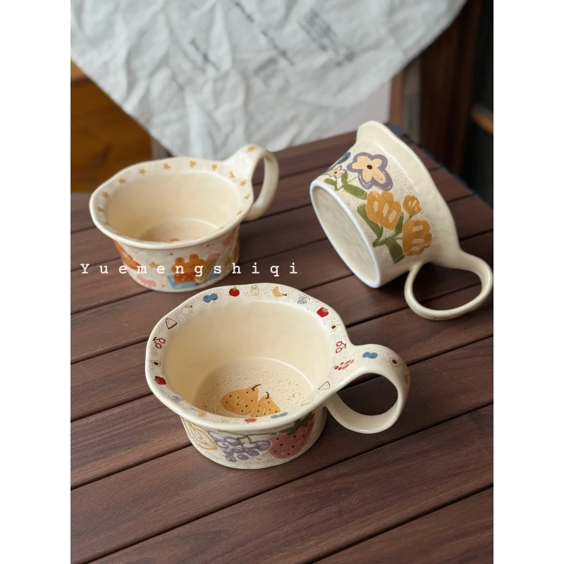 悦檬食器萌趣水果大把手水果碗沙拉碗汤碗面碗可爱创意陶瓷餐具