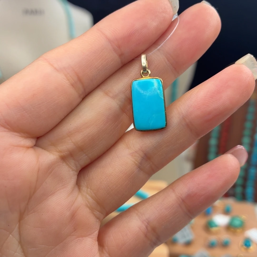 绿松石银S925镀金镶嵌颈饰