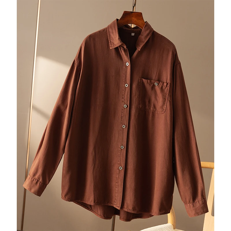 春天家 浓郁篙定色 休闲高品 宽松显瘦气质衬衫女0Z92 特