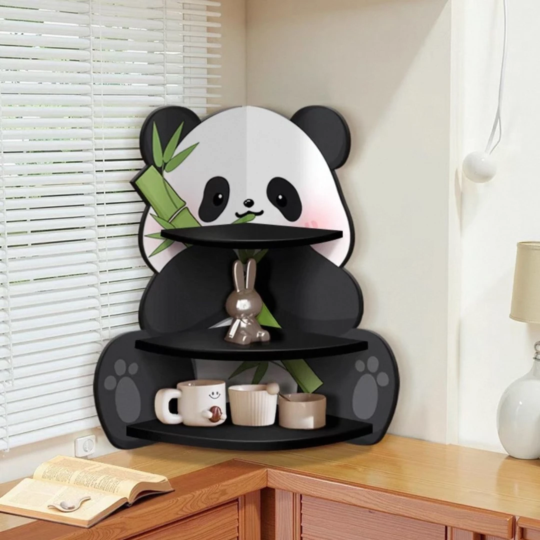 桌面摆件创意熊猫办公桌书桌简易置物架水杯收纳架化妆品展示架
