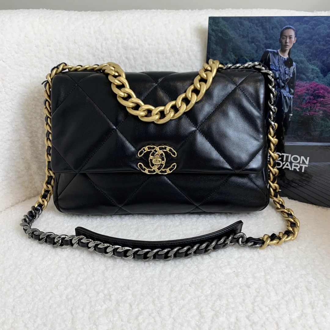 99新 Chanel/香奈儿 拆2壹臻/23P黑金羊19bag中号 49175635