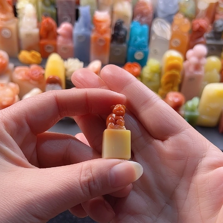 老挝石印石手工定制1.4厘米，猪，包刻字