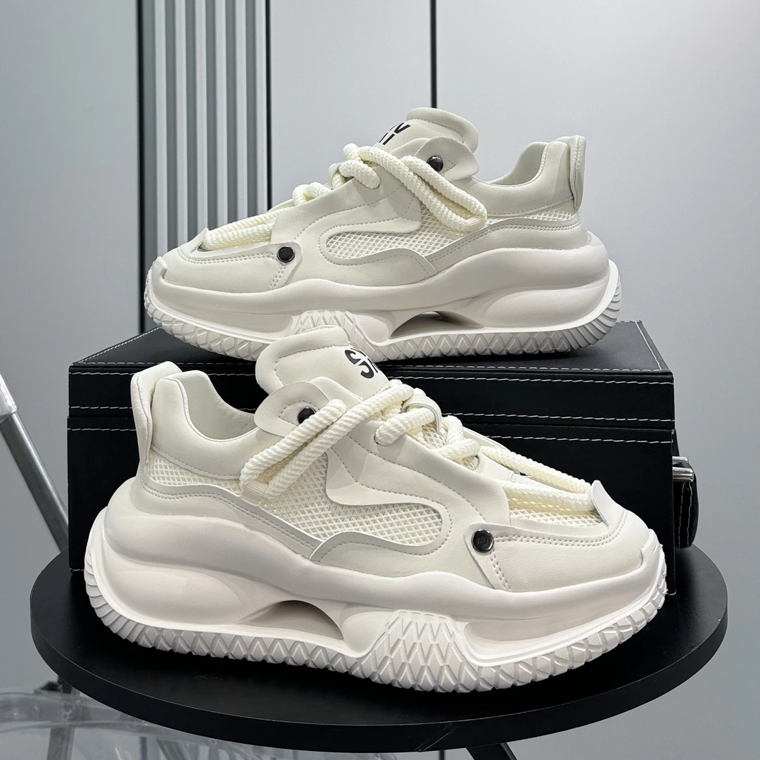 okkdey男士痞帅夏天鞋老爹鞋透气网面鞋子男厚底内增高运动休闲鞋