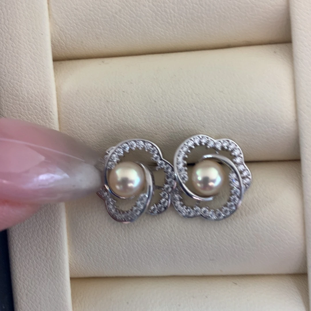 银S925镶嵌耳饰海水珍珠