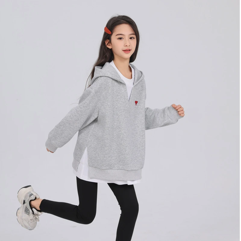 1818女童卫衣假两件设计儿童洋气时髦大童女孩春装6-12岁潮款上衣