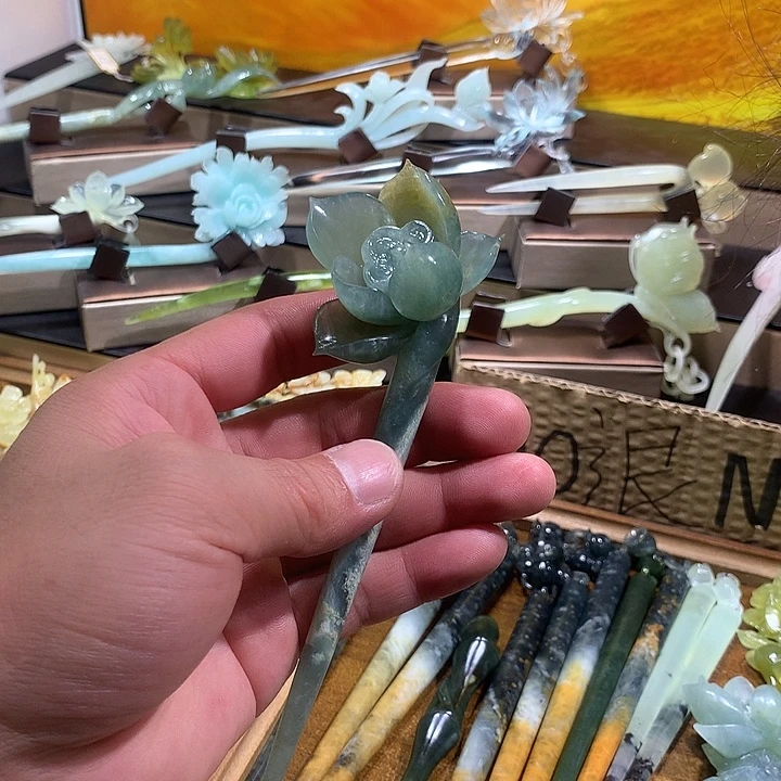 蛇纹石玉合金发饰